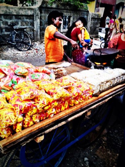 Maker of Fresh Fryums, pop corn and other tasty snacks #iphoneography #photography #india #streetfood #mumbai